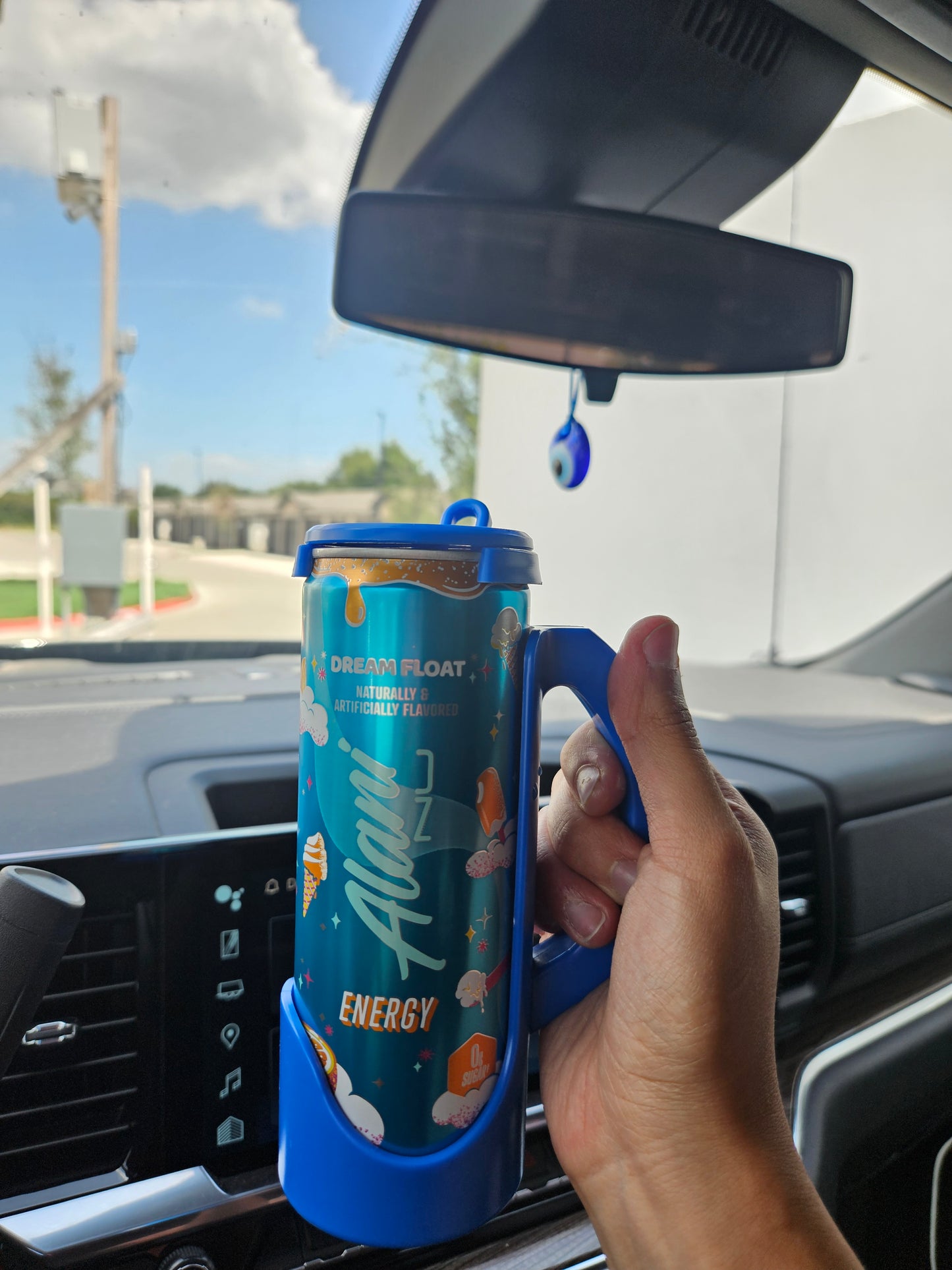 Slim Can Holder with Lid - Blue