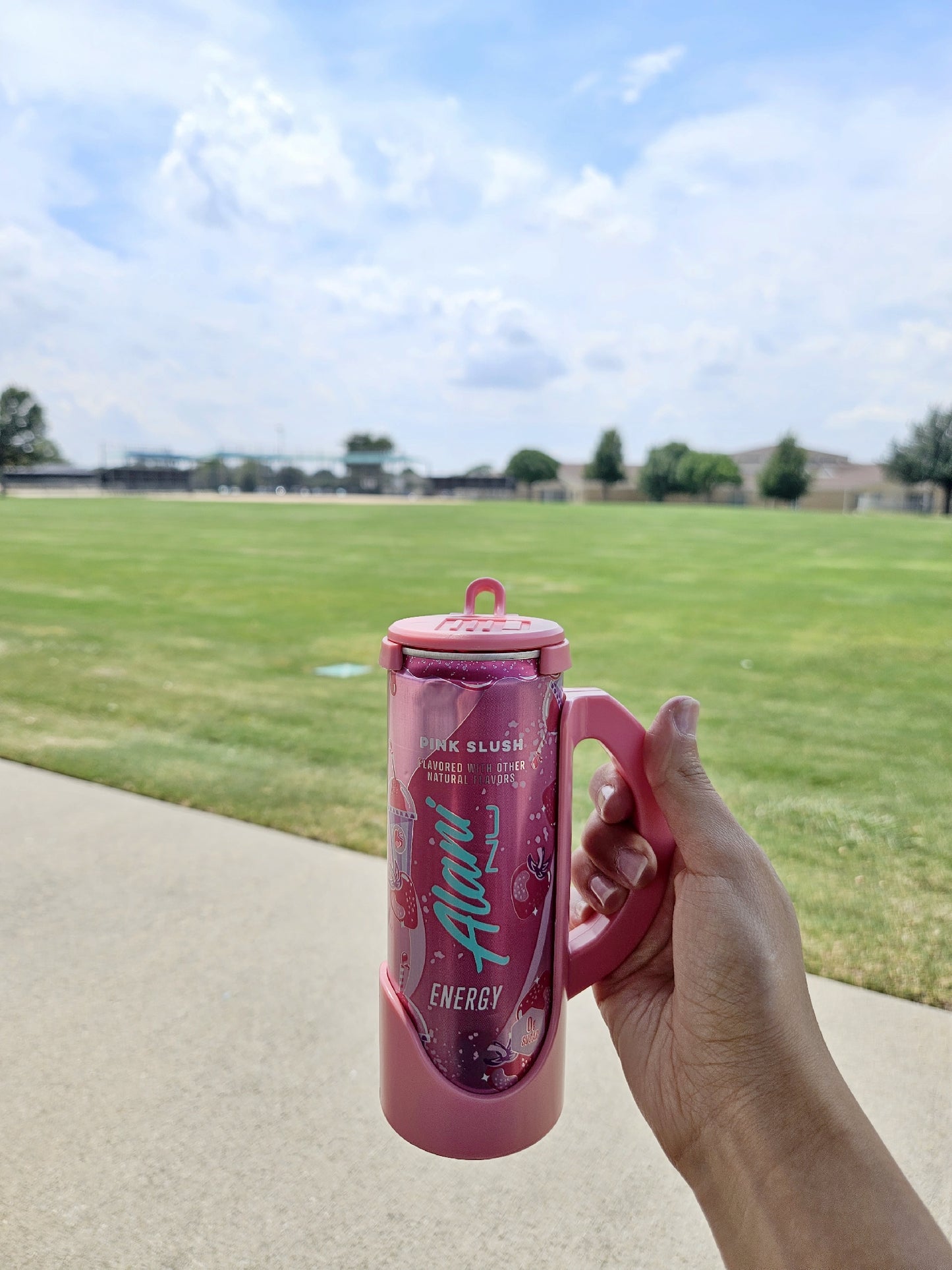 Slim Can Holder with Lid - Pink